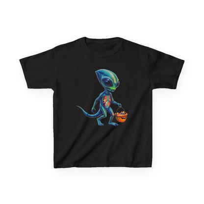 Alien Trick or Treat Halloween Kids T Shirt Cute Sci Fi Costume Tee Kids Heavy Cotton™ Tee