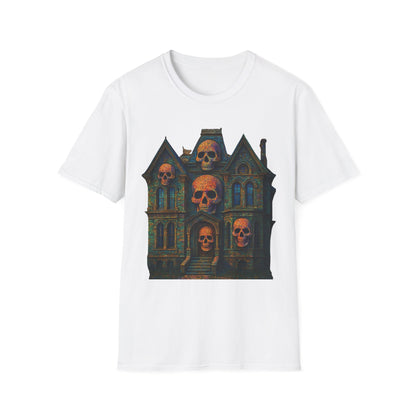 Haunted Skull Mansion T Shirt Gothic Horror House Halloween Tee Unisex Soft style T Shirt