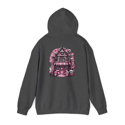 Haunted Candy Shop Hoodie Spooky Halloween Skull House Graphic Sweatshirt Unisex Heavy Blend™ Hooded Sweatshirt
