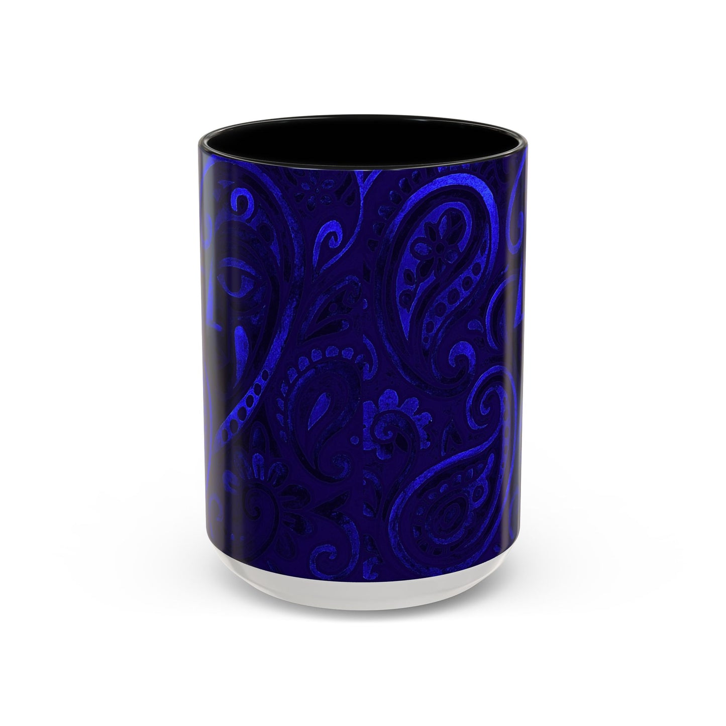 Blue Paisley Face Pattern Mug | Accent Coffee Mug
