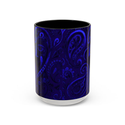 Blue Paisley Face Pattern Mug | Accent Coffee Mug