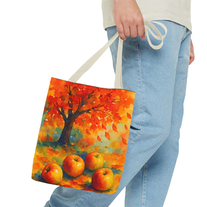 Autumn Apple Orchard Tote Bag  Fall Harvest Reusable Shoulder Bag  Tote Bag (AOP)