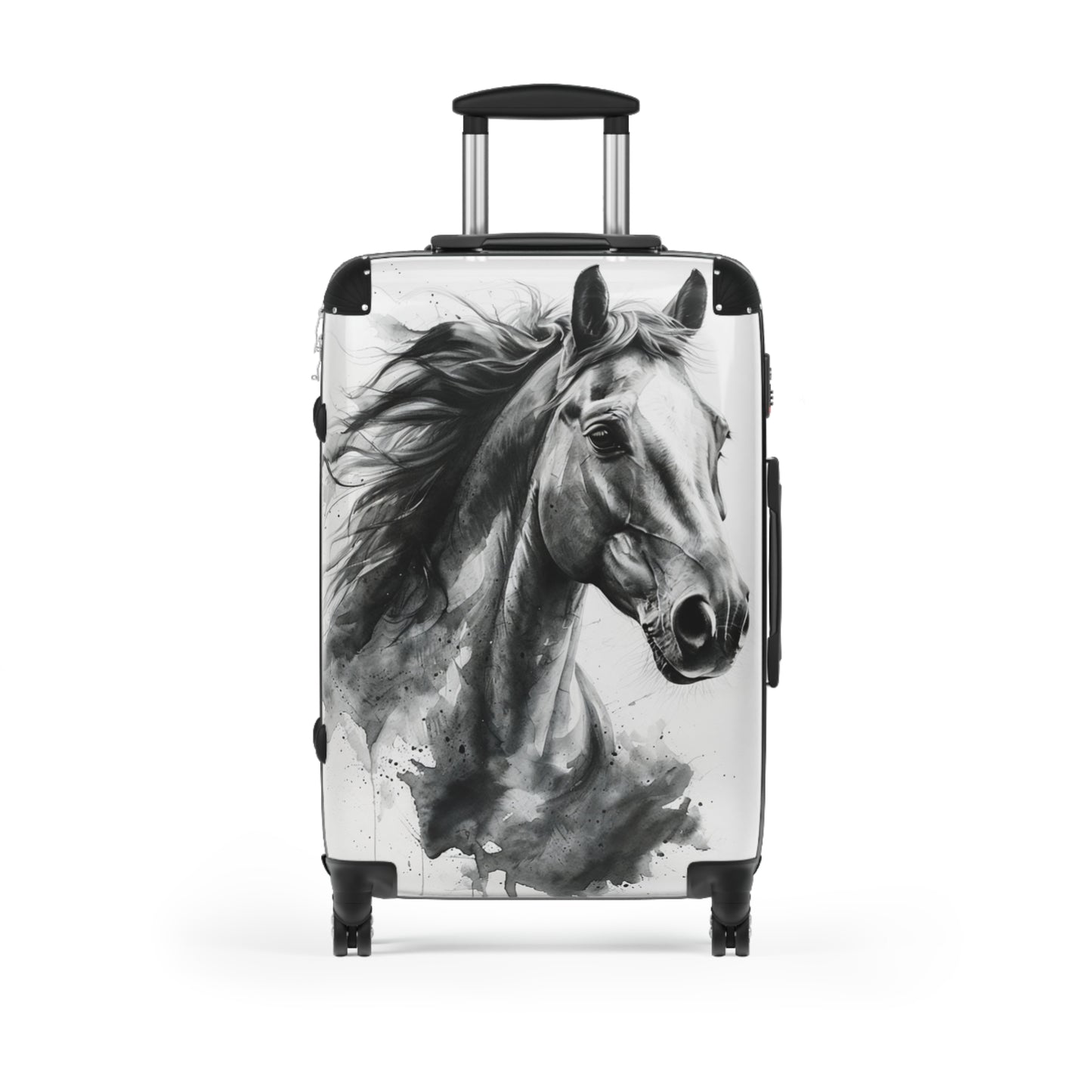 Elegant Black & White Horse Suitcase Equestrian Travel Luggage -- One of a KiNd Suitcase (Travel Tag Sold Separate)