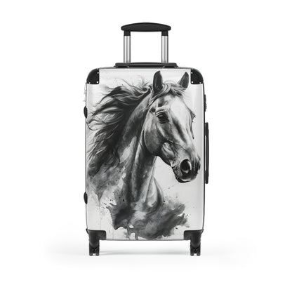 Elegant Black & White Horse Suitcase Equestrian Travel Luggage -- One of a KiNd Suitcase (Travel Tag Sold Separate)