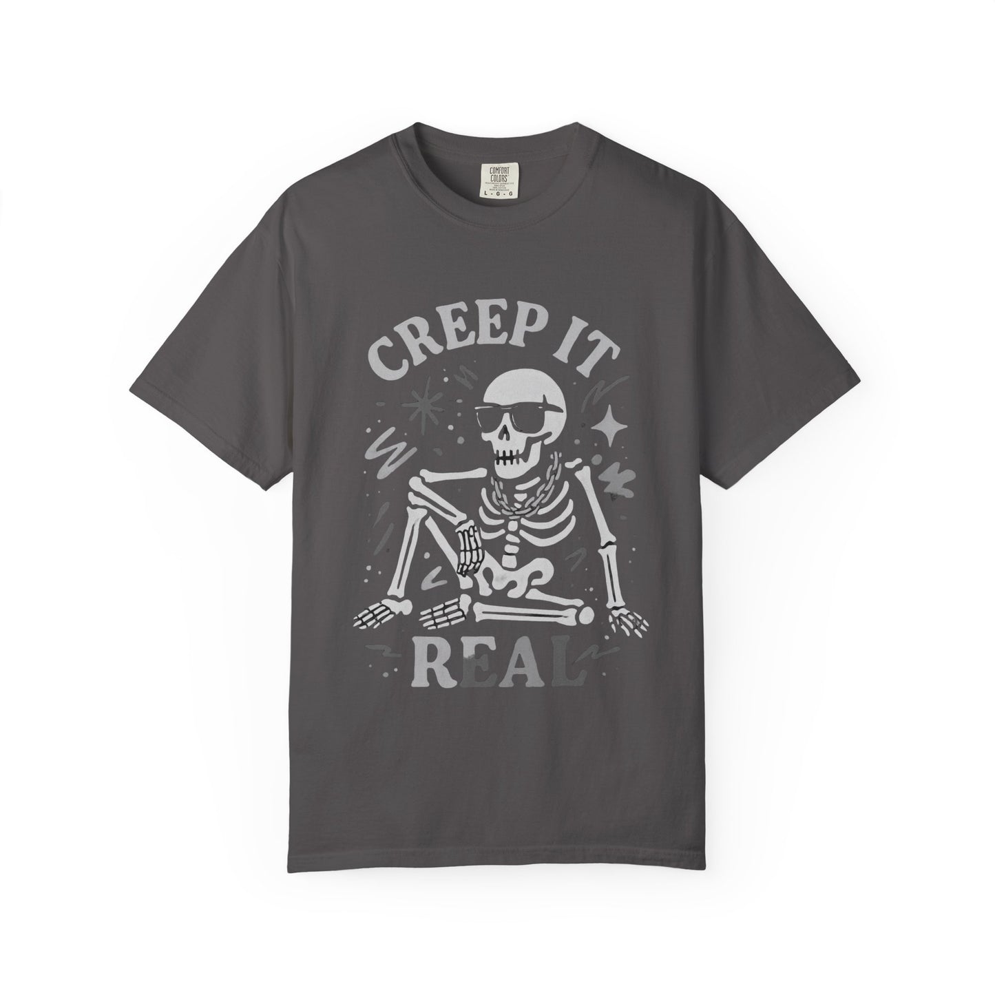 Creep It Real Skeleton T Shirt Funny Urban Halloween Graphic Tee Unisex Black Spooky T Shirt Unisex Garment Dyed  Tshirt Men Women