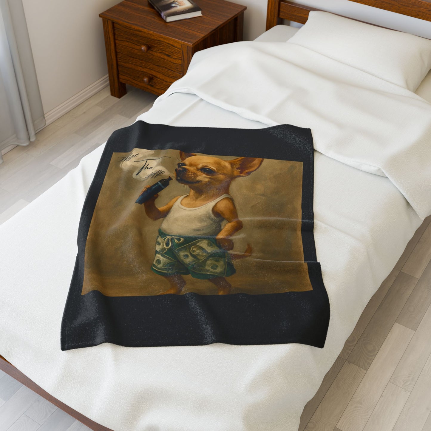 What The Puff Chihuahua Plush Blanket Throw