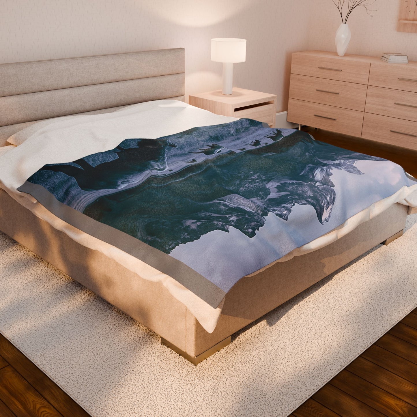 Wild Elk in Mountain Valley Blanket | Scenic Nature Lodge Throw