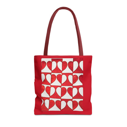 Red Heart Pattern Tote Bag | Repeating Valentine Heart Design