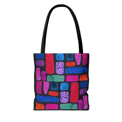 Colorful Abstract Bricks Tote Bag | Vibrant Geometric Pattern