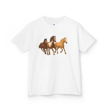 Kids Three Horse T shirt, Western, country, cute, Heavy Tee, fall, gallop, freedom