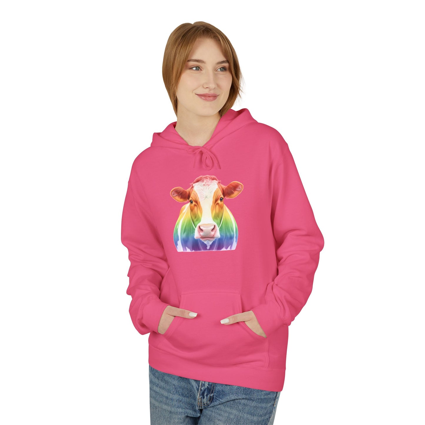 Colorful Rainbow Cow Hoodie Sweatshirt