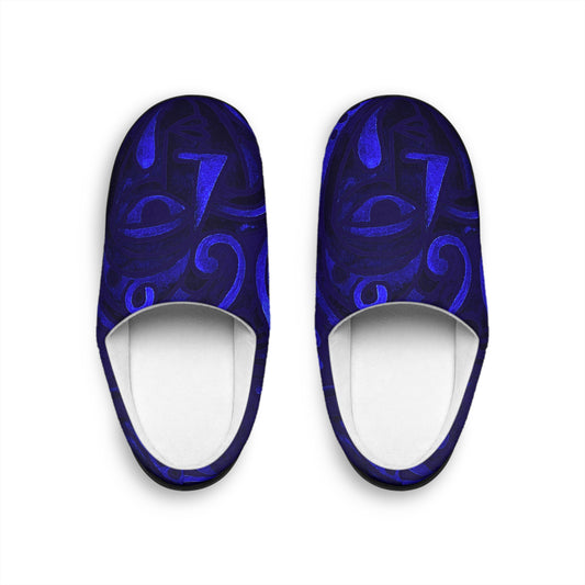 Abstract Blue Swirl Indoor Slippers | Cozy House Shoes