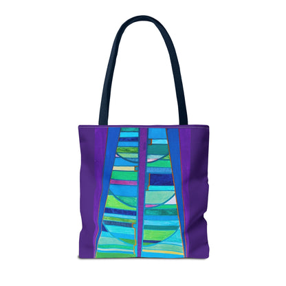 Abstract Blue Green Stained Glass Tote Bag