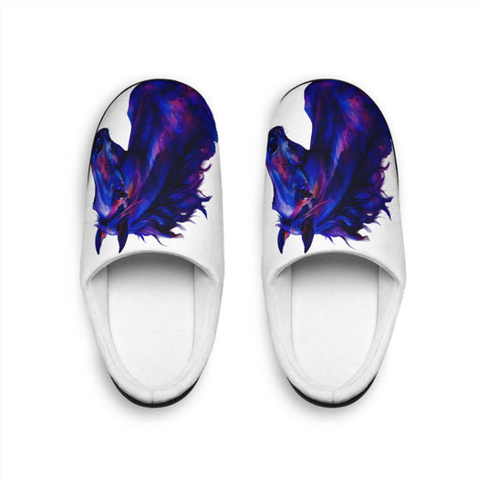 Western Horse Slippers Cozy Indoor House Shoes with Purple Horse Art