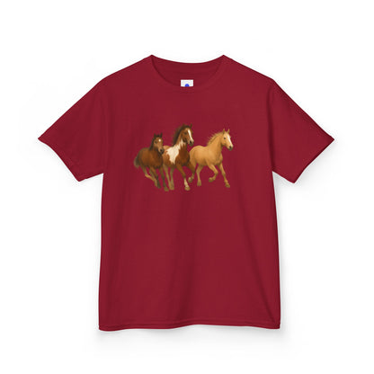 Kids Three Horse T shirt, Western, country, cute, Heavy Tee, fall, gallop, freedom