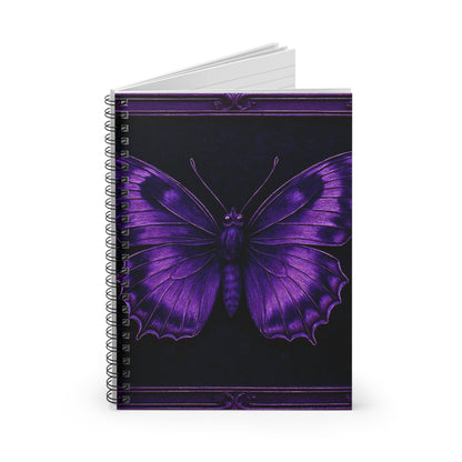 Purple Butterfly Notebook, Gothic Journal, Spiritual Butterfly, Purple Aesthetic Stationery Spiral Notebook Ruled Line