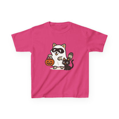 Cute Raccoon  Cat Halloween Shirt  Funny Trick or Treat Tee for Kids & Adults Kids Heavy Cotton™ Tee