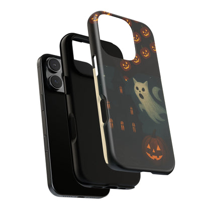 Phone Case, Halloween Haunted House Cat Ghost  iPhone 16, 15, 14, Pixel 8, 6 Samsung Galaxy 25, 24, 23
