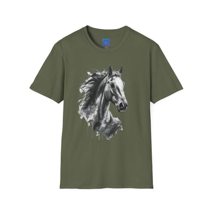 Black and White Horse Graphic T-Shirt Artistic Equestrian Tee