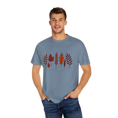 Falling for Autumn Shirt Cozy Fall Leaves Graphic Tee for Seasonal Outfits Unisex Garment Dyed T shirt