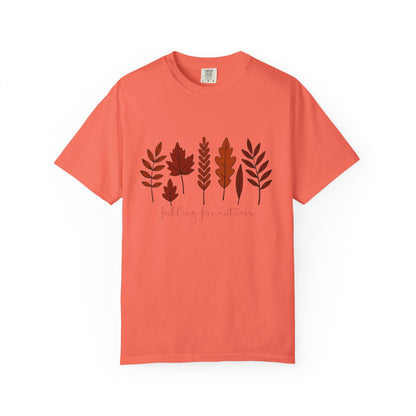 Falling for Autumn Shirt Cozy Fall Leaves Graphic Tee for Seasonal Outfits Unisex Garment Dyed T shirt