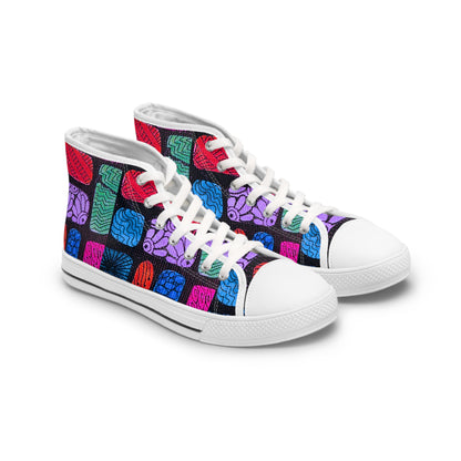 Colorful Brain Pattern High Top Sneakers | Womens High Tops, Psychedelic Grid Design