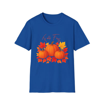 Fall Feels Pumpkin T-Shirt Cozy Autumn Leaves & Seasonal Harvest Tee Unisex Soft style T Shirt