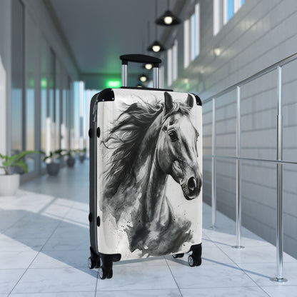 Elegant Black & White Horse Suitcase Equestrian Travel Luggage -- One of a KiNd Suitcase (Travel Tag Sold Separate)