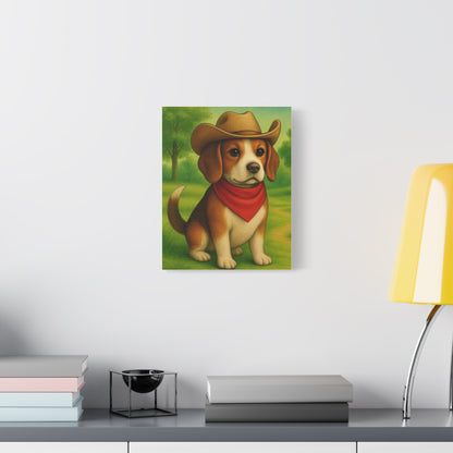 Canvas Wall Art, Country Dog Matte Print, Farm Nursery Decor, Cowboy Dog Barn Picture, 8x10 Rustic Farmhouse Painting, Western Home Decor,