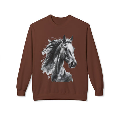 Horse Lover Sweatshirt Black and White Equestrian Art Pullover