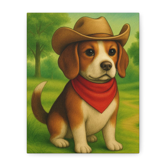 Canvas Wall Art, Country Dog Matte Print, Farm Nursery Decor, Cowboy Dog Barn Picture, 8x10 Rustic Farmhouse Painting, Western Home Decor,