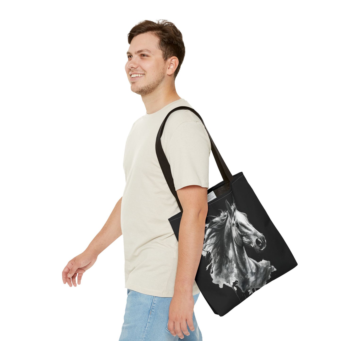 Black Horse Art Tote Bag | Bold Stallion Equestrian Gift