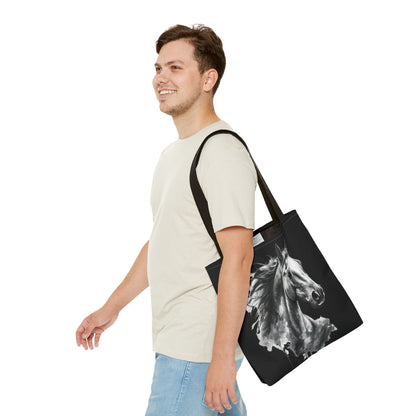 Black Horse Art Tote Bag | Bold Stallion Equestrian Gift