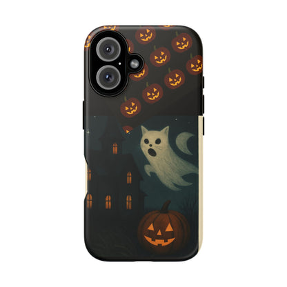 Phone Case, Halloween Haunted House Cat Ghost  iPhone 16, 15, 14, Pixel 8, 6 Samsung Galaxy 25, 24, 23
