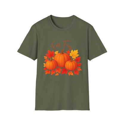 Fall Feels Pumpkin T-Shirt Cozy Autumn Leaves & Seasonal Harvest Tee Unisex Soft style T Shirt