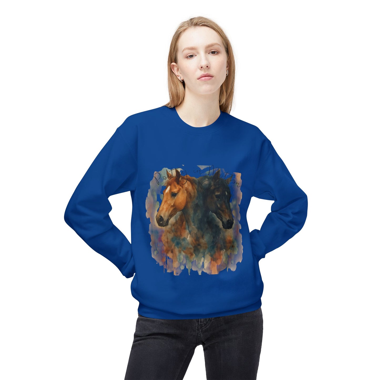 Poetry in Motion Equestrian Horse Sweatshirt Watercolor