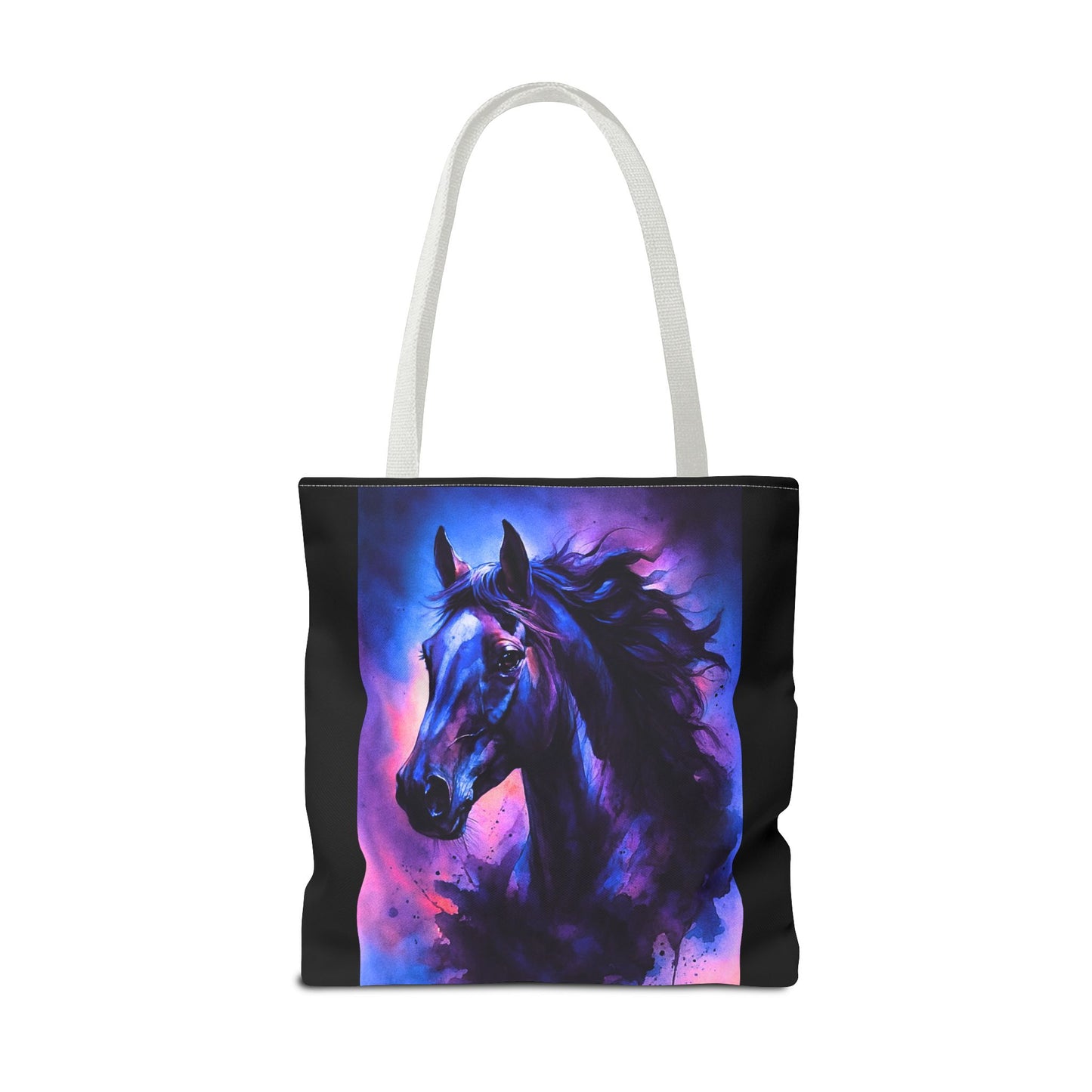Bold Horse Tote Bag, Vibrant Blue & Purple Wild Spirit Artwork