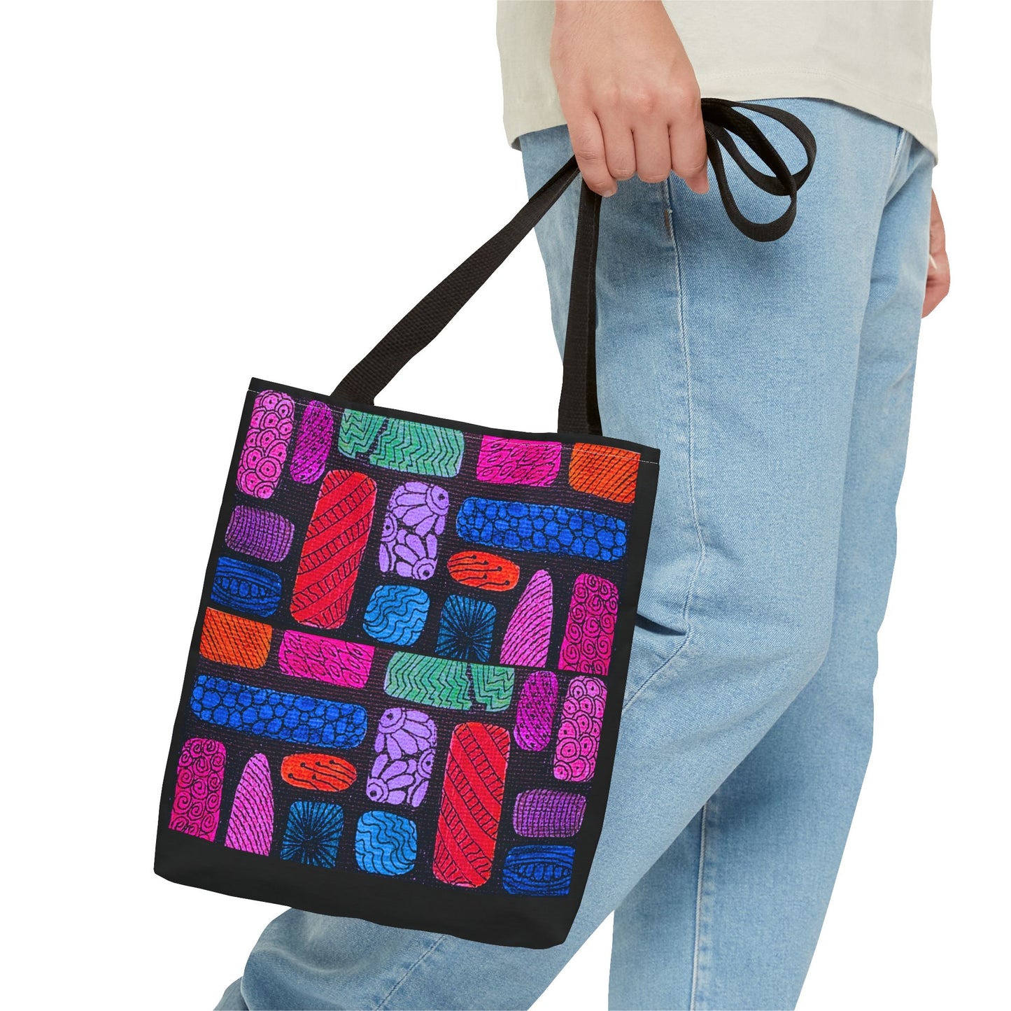 Colorful Abstract Bricks Tote Bag | Vibrant Geometric Pattern