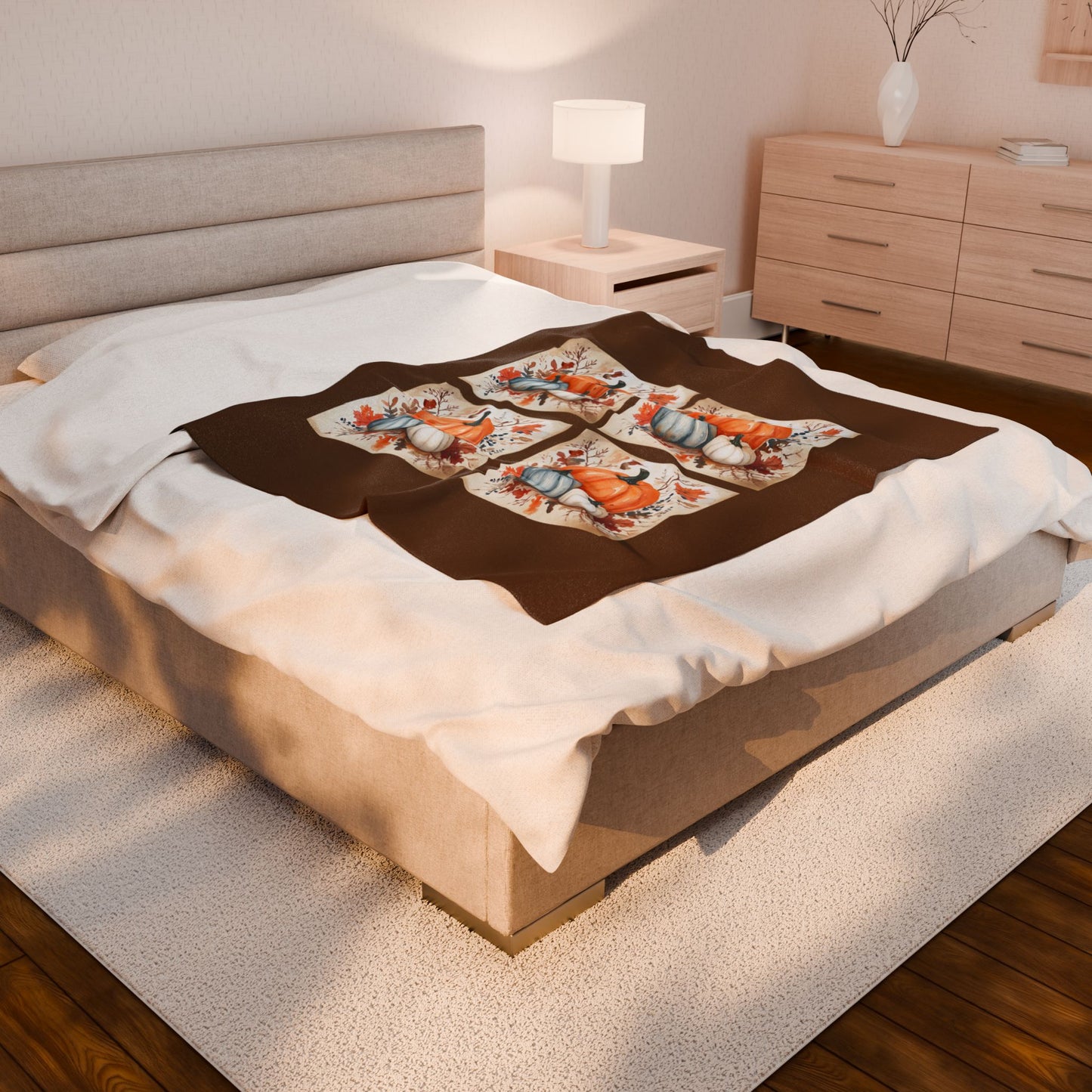 Pumpkin Fall Blanket, Cozy Autumn Decor Plush Throw