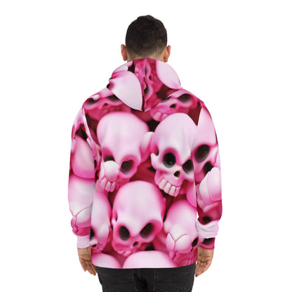 Bold Neon Pink Skull Hoodie  Electric Gothic Streetwear for Men & Women  Statement Halloween Fashion Fashion Hoodie (AOP)