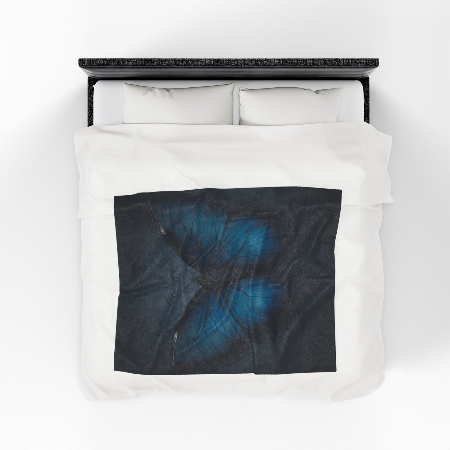 Blue Butterfly Plush Blanket | Gothic Nature Art Throw