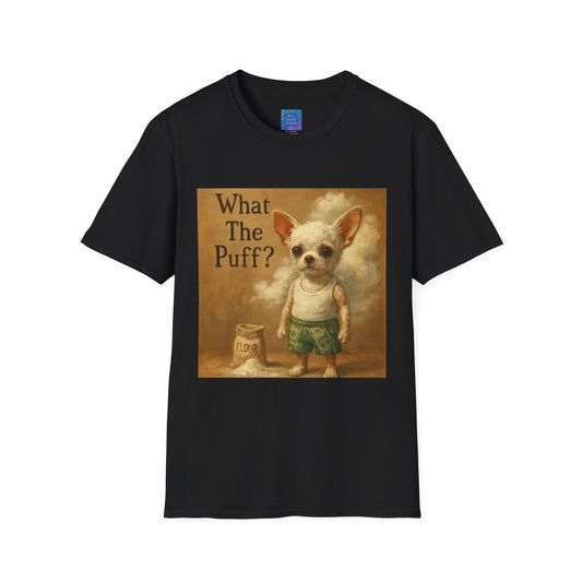 What The Puff? Chihuahua Illustration T-Shirt (Flour Cloud)| Vintage Style Pet Art