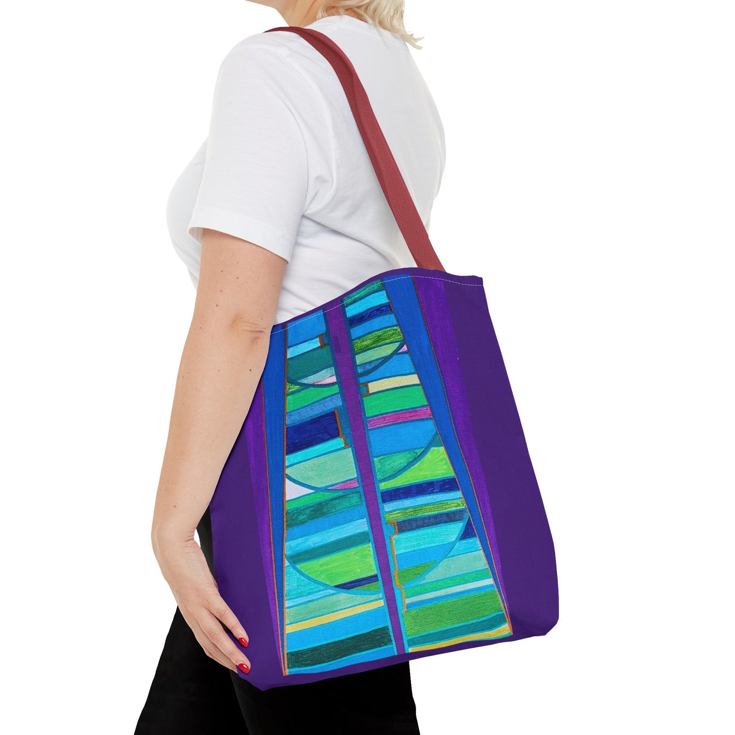 Abstract Blue Green Stained Glass Tote Bag