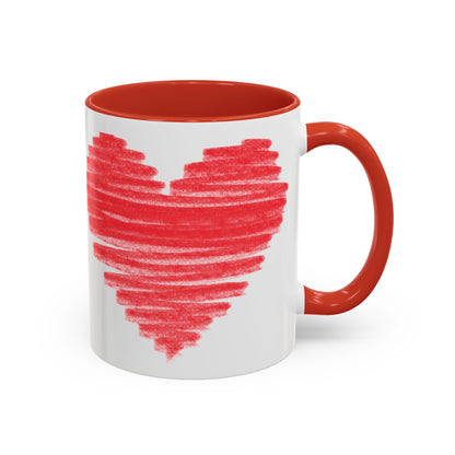 Red Scribble Heart Coffee Mug | Valentine Love Pattern Mug