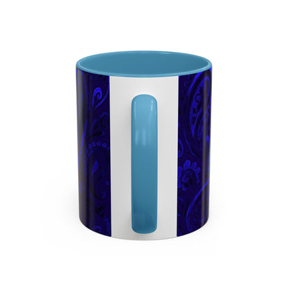Blue Paisley Face Pattern Mug | Accent Coffee Mug
