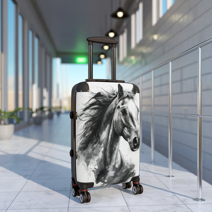Elegant Black & White Horse Suitcase Equestrian Travel Luggage -- One of a KiNd Suitcase (Travel Tag Sold Separate)