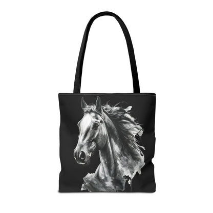 Black Horse Art Tote Bag | Bold Stallion Equestrian Gift