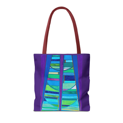 Abstract Blue Green Stained Glass Tote Bag