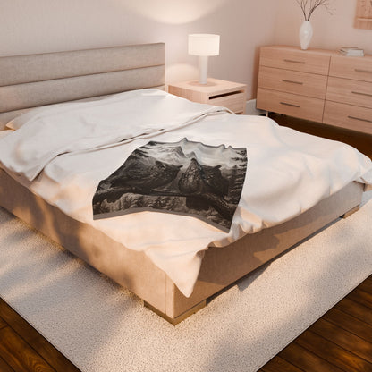 Rustic Owl Mountain Blanket Wildlife Cabin Decor, Cozy Forest Throw, Nature Inspired Bedding  Velveteen Plush Blanket