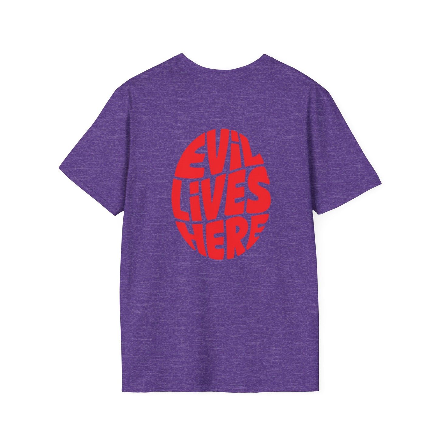 Evil Lives Here Halloween T-shirt, Spooky Retro Style, Mens